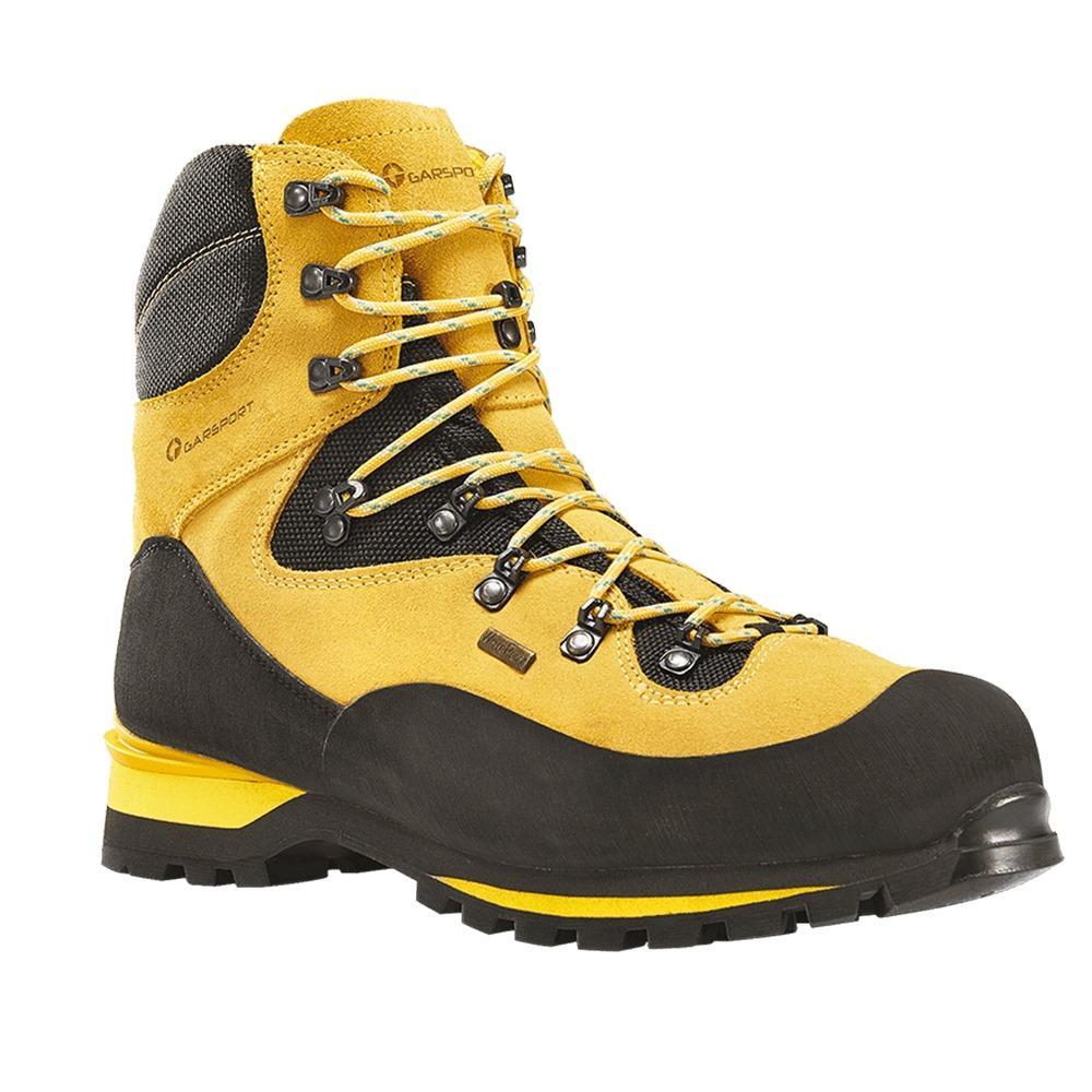 Scarpone Garsport Trekking Alpine Route Giallo con suola Vibram antiscivolo, punta rinforzata e design traspirante, ideale per trekking e escursioni in montagna.