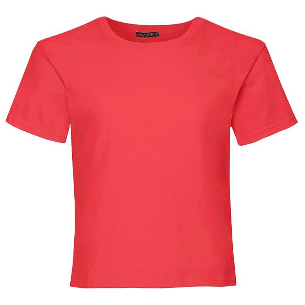 T-shirt Riva Safe Kids 100% cotone rosso, indossata da un bambino che gioca all'aperto, mostrando il comfort e la freschezza del capo.