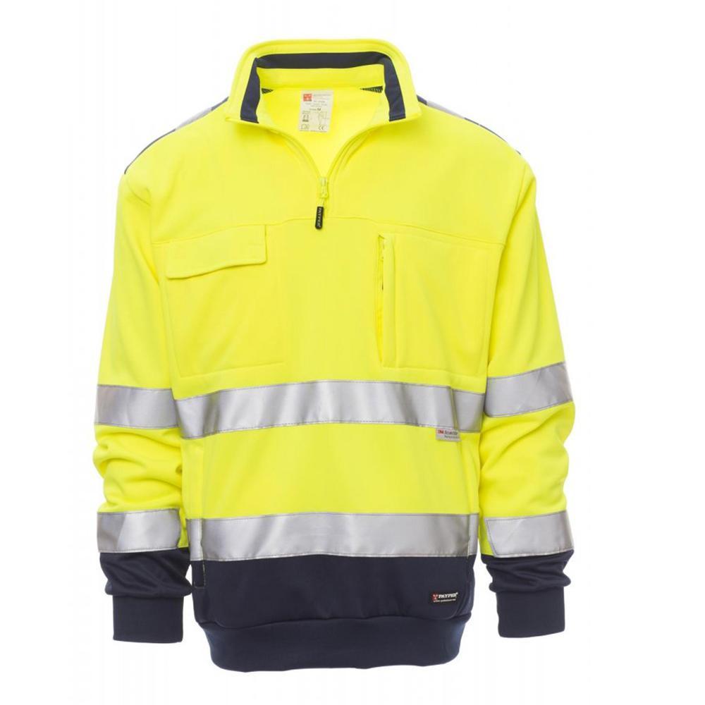 Felpa giallo fluo Payper Vision con bande 3M e mezza zip