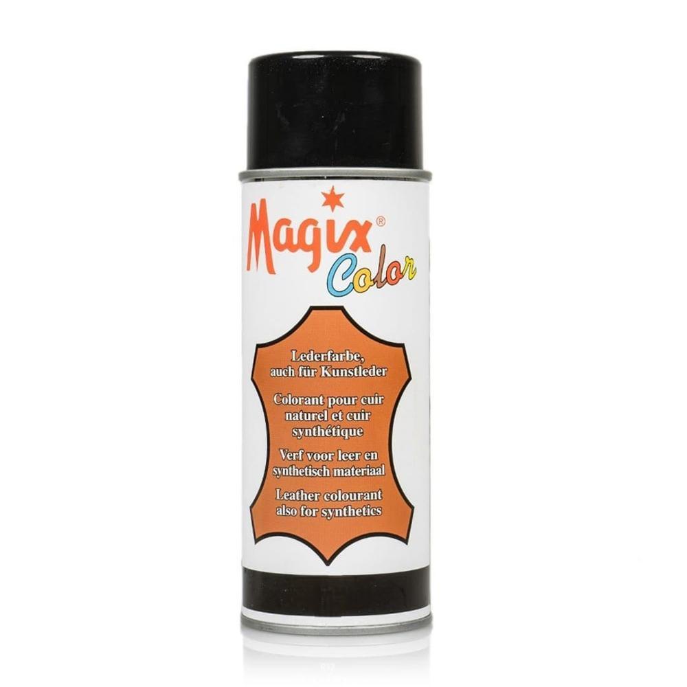 Magix Spray Tintura 180 ml Grigio applicato su scarpa in pelle, mostrando il colore uniforme e duraturo.